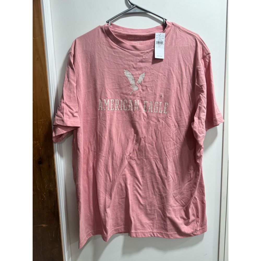 American Eagle Mens Super Soft Graphic T-Shirt Bundle Pink Black Large NWT 2pk